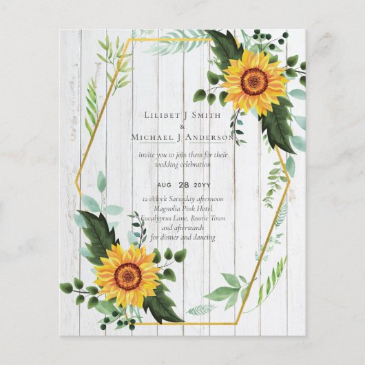 Rustic BOHO Sunflower Greenery Wedding Flyer (Voorkant)