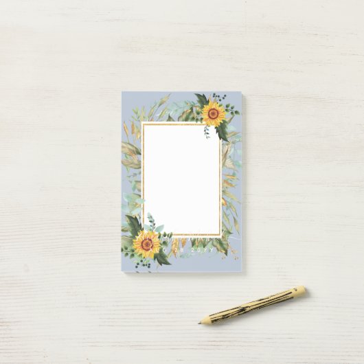 Rustic BOHO Sunflower Greenery Wedding Post-it® Notes (Op bureau)
