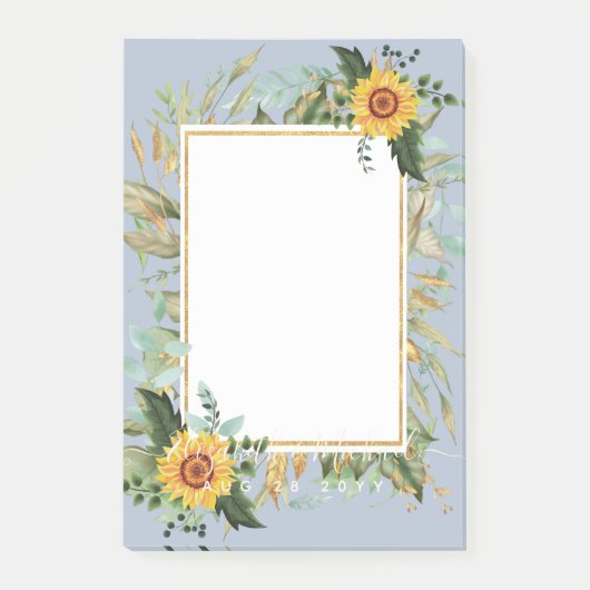 Rustic BOHO Sunflower Greenery Wedding Post-it® Notes (Voorkant)