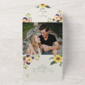  Rustic Boho Sunflower Wedding All In One Uitnodiging (Buitenkant)