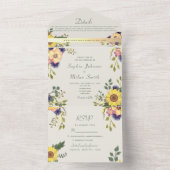  Rustic Boho Sunflower Wedding All In One Uitnodiging (Binnen)