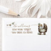 Rustic Boho teddy beer Boy baby shower Etiket (Insitu)