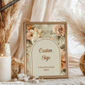 Rustic Boho Terra Cotta Ivory Floral Personalized Poster