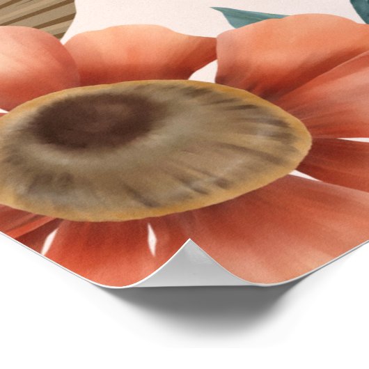 Rustic Boho Terracotta Floral Mariage Affiche de b (Coin)