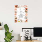 Rustic Boho Terracotta Floral Unplugged Wedding Poster (Thuiskantoor)