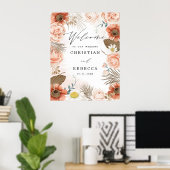 Rustic Boho Terracotta Floral Wedding Welcome Sign Poster (Thuiskantoor)