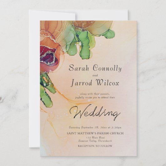 Rustic Boho Terracotta Roos Wedding Uitnodiging (Voorkant)