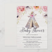 Rustic Boho Tribal Teepee Girl Baby shower Kaart (Voorkant / Achterkant)