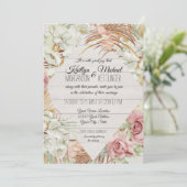 Rustic BOHO Tropical Pampas Greenery Blush Floral Kaart (Staand voorkant)