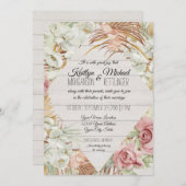 Rustic BOHO Tropical Pampas Greenery Blush Floral Kaart (Voorkant / Achterkant)