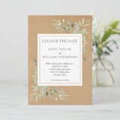 Rustic Boho verander de Datum Waterverf Greenery Save The Date (Staand voorkant)