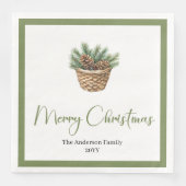 Rustic Boho Watercolor Christmas Tree Festive Servet (Voorkant)