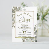 Rustic Boho Waterverf Eucalyptus & Pine Wedding Save The Date (Staand voorkant)