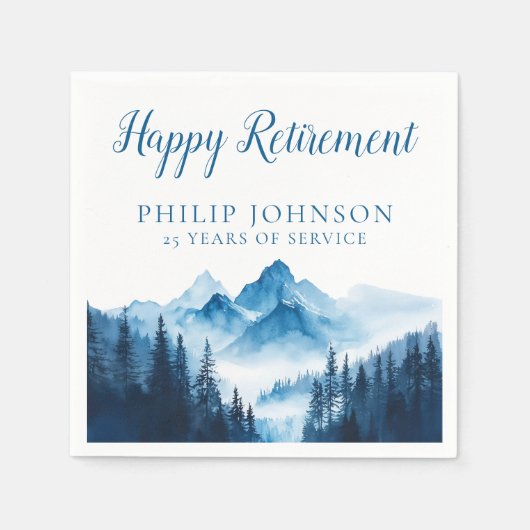 Rustic Boho Waterverf Mountains Pensioenfeest Servet (Voorkant)