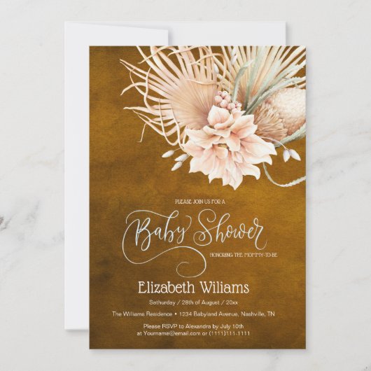 Rustic Boho Waterverf Pampass Grass Kaart (Voorkant)