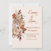 Rustic Boho Wedding Invitation | Beige Floral Card (Devant)