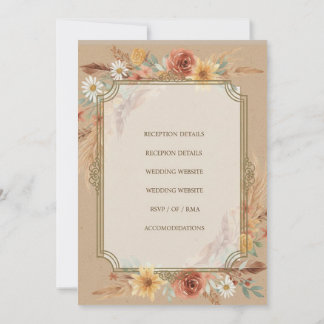 Rustic Boho Wedding Invitation Kaart