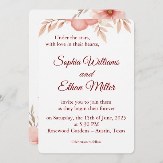 Rustic Boho Wedding Invitation Kaart (Voorkant / Achterkant)