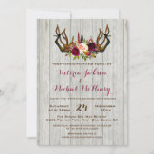 Rustic Boho Wedding Invitation met hertengeweien Kaart (Voorkant)
