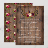 Rustic Boho Wedding Invitation met hertengeweien Kaart (Voorkant / Achterkant)