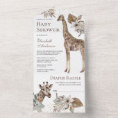 Rustic Boho Wild Safari Giraffe Baby shower All In One Uitnodiging (Binnen)