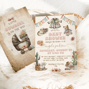 Rustic Boho Wild West Baby Girl Shower Kaart
