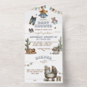 Rustic Boho Wild West Boy Baby shower All In One Uitnodiging (Binnen)