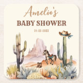Rustic Boho Wild West Boy Baby shower Vierkante Kartonnen Onderzetter (Voorkant)