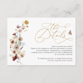 Rustic Boho Wildflower Garden Wedding Details Informatiekaartje (Voorkant)