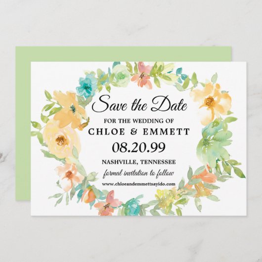Rustic Boho Wildflower Wedding Save the Date (Voorkant / Achterkant)