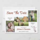 Rustic Boho Wildflowers 3 Foto Terracotta Save The Date (Voorkant)