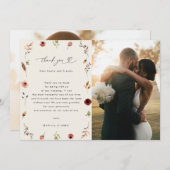 Rustic Boho Wildflowers Herfst 2 foto bruiloft Bedankkaart (Voorkant / Achterkant)