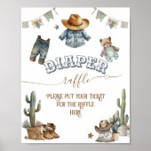 Rustic Boho WildWest Boy Baby shower Diaper Raffle Poster (Voorkant)
