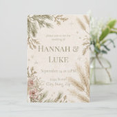 Rustic Boho Winter Wedding Invitation with Snow Kaart (Staand voorkant)