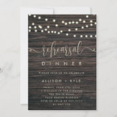 Rustic Boho Wood Rehearsal Dinner Invitation Kaart (Voorkant)