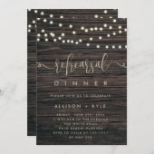 Rustic Boho Wood Rehearsal Dinner Invitation Kaart (Voorkant / Achterkant)
