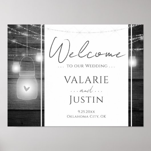 Rustic Boho Wood Wedding Welcome Sign Poster (Voorkant)