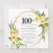 Rustic Boho Yellow Daffodil 100th Birthday Kaart (Voorkant)