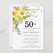 Rustic Boho Yellow Daffodil 50th Birthday Kaart (Voorkant)