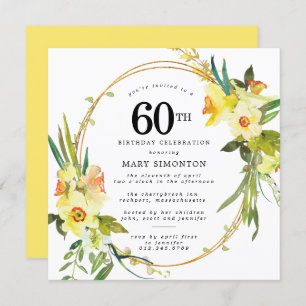 Rustic Boho Yellow Daffodil 60th Birthday Kaart