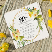 Rustic Boho Yellow Daffodil 80th Birthday Kaart
