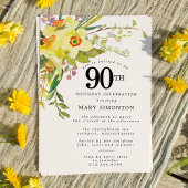Rustic Boho Yellow Daffodil 90th Birthday Kaart