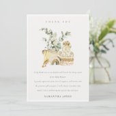 Rustic Boho Yellow Nursery Foliage Baby shower Bedankkaart (Staand voorkant)