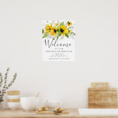 Rustic Boho Yellow Sunflower Affiche de bienvenue (Cuisine)