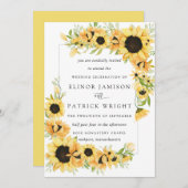 Rustic Boho Yellow Sunflower Summer Wedding Kaart (Voorkant / Achterkant)