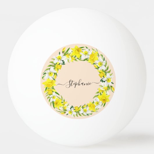 Rustic Boho Yellow Waterverf Daffodil Custom Pingpongballen (Voorkant)