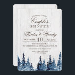 Rustic Bois Couples de douche Invitation<br><div class="desc">Bois rustique Couples Douche Invitation Aquarelle Fir Pine Trees</div>