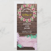 Rustic Bois floral Script programme de mariage (Devant)