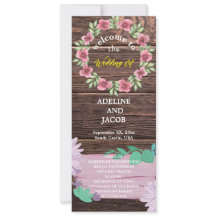 Rustic Bois floral Script programme de mariage