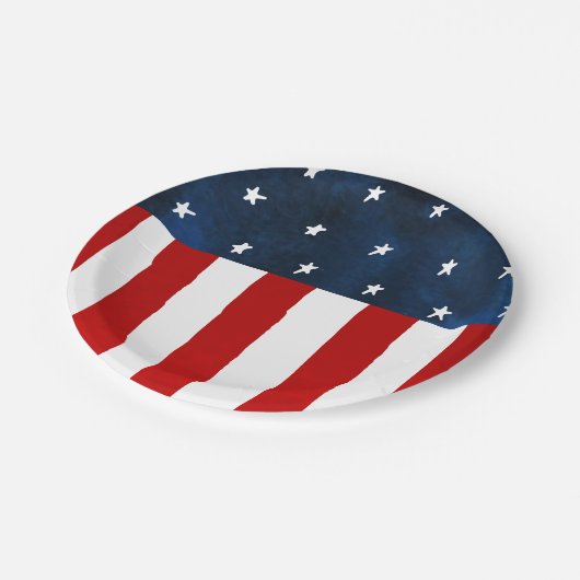 Rustic Bold Waterverf Amerikaanse vlag Papieren Bordje (Gekanteld)